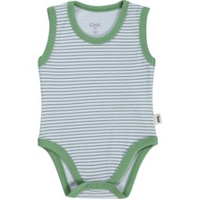 Civil Baby Çizgili 3-36 Ay Çıtçıtlı Badi - Haki