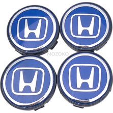 MOZOKO Honda Logolu Mavi 58 mm Dış 55 mm Iç Çap Geçmeli Jant Göbeği Kapak Seti, 4 Adet