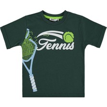 Civil Boys Tenis Raket Baskılı 2-5 Yaş Tişört - Yeşil