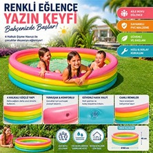 Elarque Şişme Havuz & Aksesuarı Renkli Renkli Çocuk Şişme Oyun Havuzu - 168X46 cm