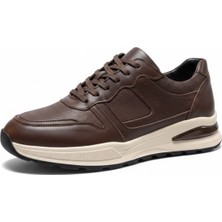 Zueofficial Hakiki Deri Erkek Spor Ayakkabı Kahverengi  Günlük  Sneaker Rahat Bağcıklı Casual