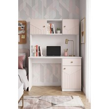 By Cino Leyla Dolaplı Mdf Membran Kapaklı Modern Tasarım Bej Çalışma Masası