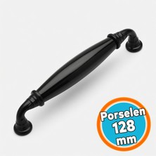 Nzb Mobilya Kulpları Çekmece Mutfak Dolap Kulplar Kapak Kulpu Kulbu Dolabı Gerçek Porselen Siyah 128 mm