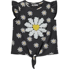 Civil Girls Papatya Desenli 6-9 Yaş Tişört - Gri