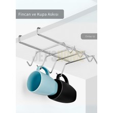 Jet's Home Dolap Içi Fincan ve Kupa Askısı Paslanmaz Bardak Düzenleyici Askılığı Çelik Gri