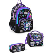 Coral High Kids Siyah Ayıcık Desenli 3'lü Okul Çanta Seti SET0133242