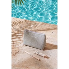 Ocean Home Textile Termal Astarlı Su Itici Leke Tutmaz Gri Renk Jüt Keten Makyaj Çantası 15 x 11 x 6 cm
