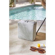 Ocean Home Textile Termal Astarlı Su Itici Leke Tutmaz Gri Renk Jüt Keten Makyaj Çantası 20 x 21 x 11 cm