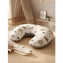 Yuar Baby Pike & Müslin Desenli Emzirme Minderi-Rainbow - Gri