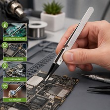 Piyatech St-11 Isıya Dayanıklı Antistatik Seramik Uçlu Hassas Elektronik Tamir Cımbızı