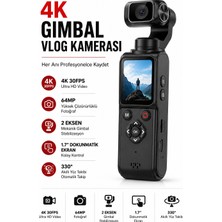 Smayling 4K Vlog Kamerası 64MP 2 Eksen Mekanik Gimbal 330° Akıllı Yüz Takibi 1.7'' Hd Dokunmatik Ekran Wifi Webcam Type-C