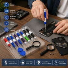 Piyatech BK-8600 11 Parça Hassas Profesyonel Tornavida ve Tamir Seti Büyüteçli Telefon Bilgisayar Gözlük Onarım Kiti