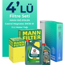 Mann Filter  Alfa Giulietta 1.6 Dizel 105 Hp Filtre Bakım Seti Cast Rol Motor Yağlı (2010-2015) 4 Lü