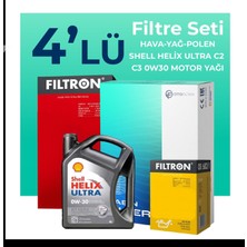 Filtron  Citroen Ds4 1.6 Benzinli Filtre Bakım Seti Shell Motor Yağlı (2011-2018) 4 Lü