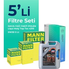 Mann Filter  Ford Kuga 1.5 Dizel Filtre Bakım Seti Liqui Moly Motor Yağlı (2017-2019) 5 Li