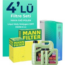 Mann Filter  Jaguar Xf 3.0 Benzinli Filtre Bakım Seti Liqui Moly Motor Yağlı (2007-2015) 4 Lü