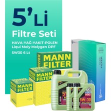 Mann Filter  Ford Mondeo 2.0 Dizel Filtre Bakım Seti Liqui Moly Motor Yağlı (2008-2014) 5 Li