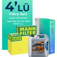 Mann Filter  Audi Q2 1.4 Tfsi Filtre Bakım Seti Liqui Moly Motor Yağlı (2016-2023) 4 Lü