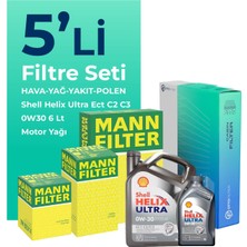 Mann Filter  Ford Mondeo 2.0 Dizel Filtre Bakım Seti Shell Motor Yağlı (2015-2018) 5 Li