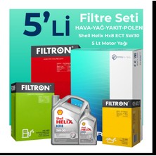 Filtron  Kia Soul 1.6 Dizel Filtre Bakım Seti Shell Motor Yağlı (2010-2014) 5 Li