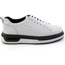 Bambi Beyaz Baskılı Hakiki Deri Erkek Sneaker E01811038003