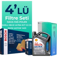 Bosch  Peugeot 2008 1.6 Bluehdi Dizel Filtre Bakım Seti Shell Motor Yağlı (2015-2019) 4 Lü