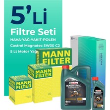 Mann Filter  Kia Cerato 1.6 Dizel Filtre Bakım Seti Cast Rol Motor Yağlı (2006-2009) 5 Li
