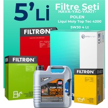 Filtron  Skoda Rapid 1.4 Dizel Filtre Bakım Seti Liqui Moly Motor Yağlı (2015-2018) 5 Li