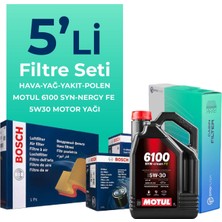 Bosch  Peugeot Partner 1.5 Dizel Filtre Bakım Seti Motul Motor Yağlı (2019-2024) 5 Li