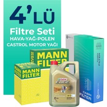 Mann Filter  Audi A4 2.0 Dizel Filtre Bakım Seti Cast Rol Motor Yağlı (2008-2015) 4 Lü