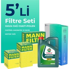 Mann Filter  Fiat Grande Punto 1.3 Dizel Filtre Bakım Seti Cast Rol Motor Yağlı Euro 4 (2005-2013) 5 Li