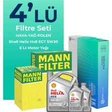 Mann Filter  Ford Mondeo 2.0 Dizel Filtre Bakım Seti Shell Motor Yağlı (2008-2014) 4 Lü