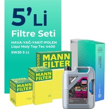 Mann Filter  Renault Kadjar 1.5 Dizel Filtre Bakım Seti Liqui Moly Motor Yağlı (2015-2018) 5 Li