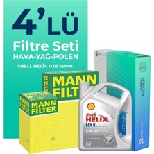 Mann Filter  Renault Clio 0.9 Benzin Tce Filtre Bakım Seti Shell Motor Yağlı (2014-2021) 4 Lü