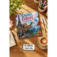 Birikiyedi Discover Europe Coloring Book | Avrupa Boyama Kitabı | Yetişkin Boyama Kitabı | 20 Görsel | 21X21 cm