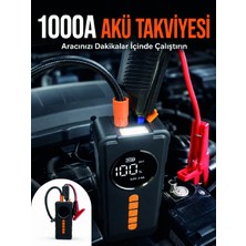 Kaia Life Taşınabilir Araç Acil Durum Cihazı 1000A Akü Takviye Hava Kompresörü Dijital Lastik Şişirme Pompası