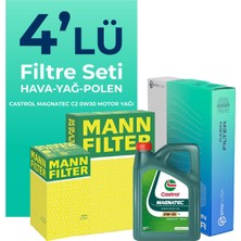Mann Filter  Peugeot 508 1.6 Benzin Puretech Filtre Bakım Seti Cast Rol Motor Yağlı (2019-2022) 4 Lü