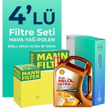 Mann Filter  Volkswagen Tiguan 1.5 Tsi Filtre Bakım Seti Shell Motor Yağlı (2018-2024) 4 Lü