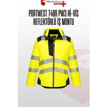 Selçuklu Plus Portwest T400 Pw3 Hi-Vis Kışlık Reflektörlü Su Geçirmez Kapüşonlu Sarı Iş Montu