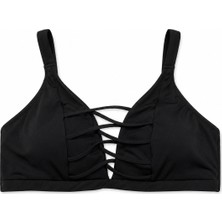 No Gossip Büyük Beden Ip Detaylı Toparlayıcı Ayarlanabilir Askılı Kadın Bikini Üst