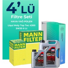 Mann Filter  Renault Talisman 1.3 Benzin Tce Filtre Bakım Seti Liqui Moly Motor Yağlı (2020-2024) 4 Lü