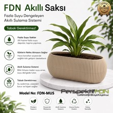 PerspektifFDN Fdn Akıllı Saksı Sistemli Çiçek Saksısı - Kırılmaya ve Uv Işınlarına Dayanıklı Premium Akıllı Saksı (Bitki Dostu Hava Kanallı) Model No: Fdn-Mus Küçük Boy Bej Renk