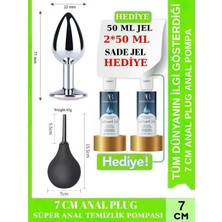Aşkın Deposu Deromeya Health -11-Mükemmel Çelik 7 cm Elmas Taşlı + Anal Plug 7cm + Anal Temizlik Pompası Süper Set Süper Kaydırıcı Jel+ 2*50 ml Jel Avantajlı Paket