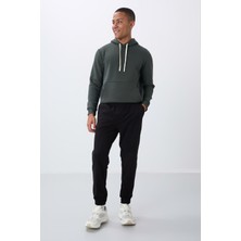 Tommy Life Siyah Gizli Fermuarlı Rahat Form Jogger Polar Erkek Eşofman Alt - 84866