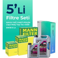 Mann Filter  Renault Megane 1.5 Dizel Bluedci Filtre Bakım Seti Liqui Moly Motor Yağlı (2017-2022) 5 Li