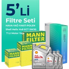 Mann Filter  Toyota Hilux 2.5 Filtre Bakım Seti Shell Motor Yağlı (2006-2015) 5 Li