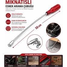 Mıknatıslı Spiralli Ince Uçlu Esnek Çubuk Metal Vida Civata Somun Arama Çubuğu 50 cm