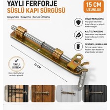 Beşel BSL15 Yaylı Ferforje Sürgü Süslü Sügü Kapı Sürgüsü Yaylı 15 cm