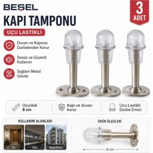 Beşel Bsl3 Metal Kapı Stoperi Kapı Tamponu Saten 8 cm Kapı Tamponu (3 Adet)