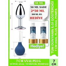 Aşkın Deposu Deromeya Health 6-Mükemmel Çelik 7 cm Elmas Taşlı + Anal Plug 7cm + Anal Temizlik Pompası Süper Set Süper Kaydırıcı Jel+ 2*50 ml Jel Avantajlı Paket